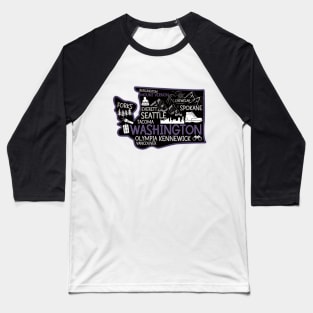 Mount Vernon Washington cute map Tacoma Seattle Kennewick Spokane Baseball T-Shirt